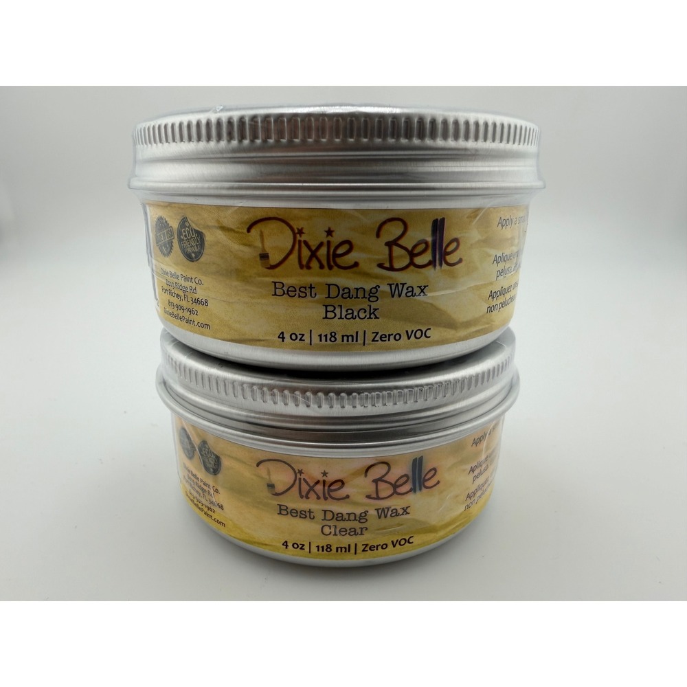 Dixie Belle Best Dang Wax Black and Clear 4oz Set Zero VOC Furniture Wax